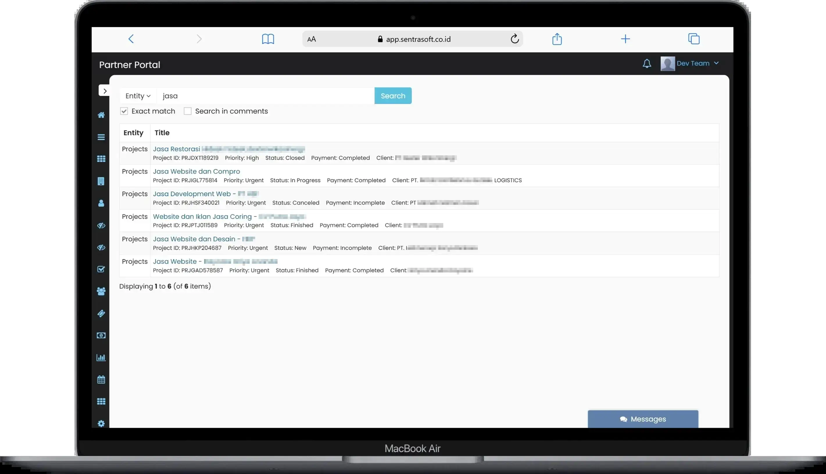 Powerful Stats, Search & Filter - Sentrasoft