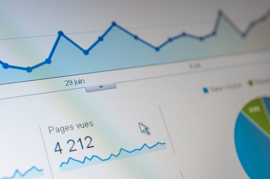 Tampilan layar komputer menampilkan grafik conversion rate dan data analitik performa landing page