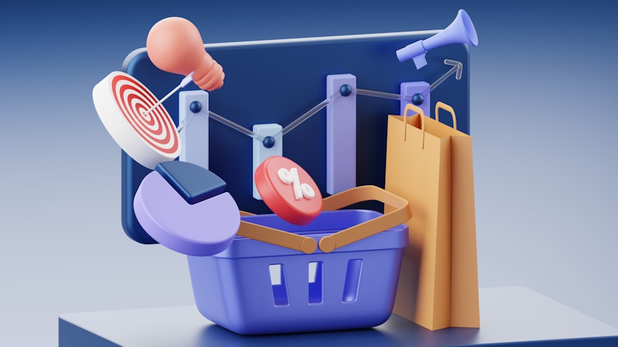 Keranjang belanja dengan target panah yang merepresentasikan goal conversion rate landing page