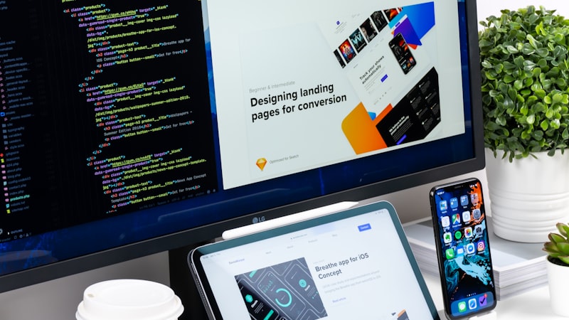 Tampilan layar komputer dengan kode HTML dan struktur on-page SEO yang sedang diperiksa